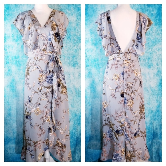 missguided floral high neck trim tea dress